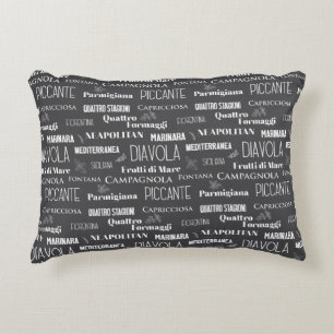 Grijs Italiaans Restaurant Pizza Namen Typografisc Accent Kussen