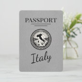 Grijs Italië paspoort Save The Date (Staand voorkant)