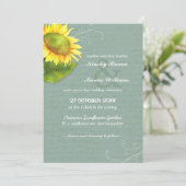 Grijs Jade Geel Zonnebloem Bruiloft Kaart (Staand voorkant)