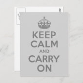 Grijs kalm houden en doorgaan briefkaart (Voorkant / Achterkant)
