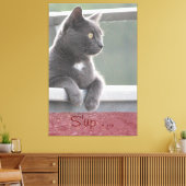 Grijs Kat Canvas Afdruk (Insitu (Woonkamer))