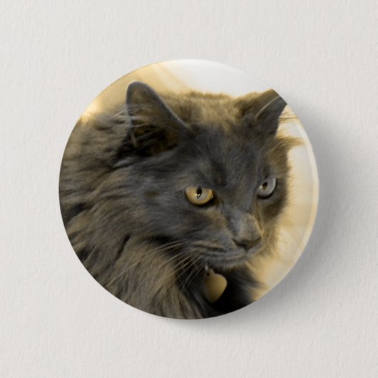 Grijs Kat IIII van Kerstmis Ronde Button 5,7 Cm (Voorkant)