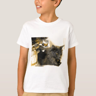 Grijs Kat IIII van Kerstmis T-shirt