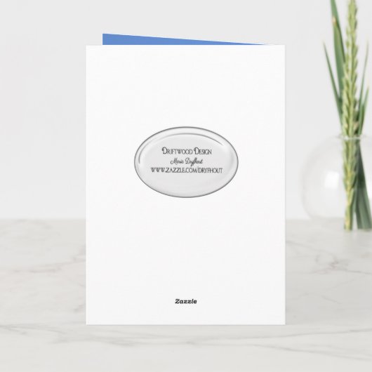 Grijs kat in gras verjaardag kaart (Achterkant)