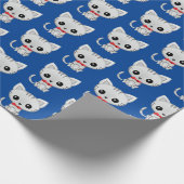 Grijs kat op blauw cadeaupapier (Hoek)