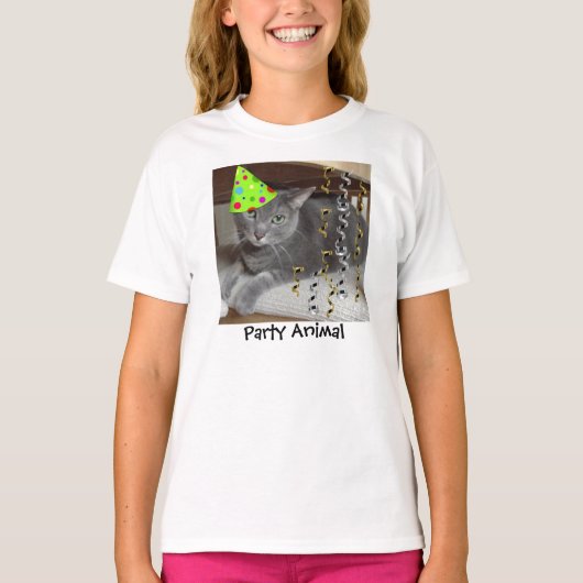 Grijs Kat Party Dier T-shirt (Voorkant)