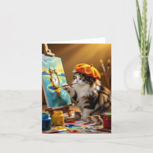 Grijs Kat Schilderklok Bedankkaart