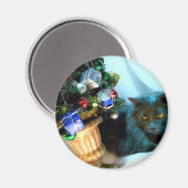 Grijs Kat V van Kerstmis Magneet (Voorkant / Achterkant)