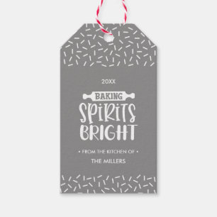 Grijs Kerstbakkerijspiritjes, helder Cadeaulabel