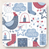 Grijs kerstfeest Hallo Winterplastic Onderzetter (Voorkant)