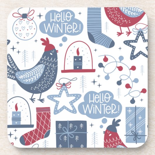 Grijs kerstfeest Hallo Winterplastic Onderzetter (Voorkant)