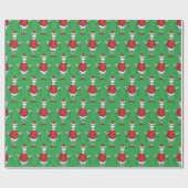  grijs kerstgroen patroon cadeaupapier (Vlak)