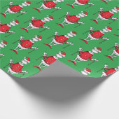 grijs kerstgroen patroon cadeaupapier (Hoek)