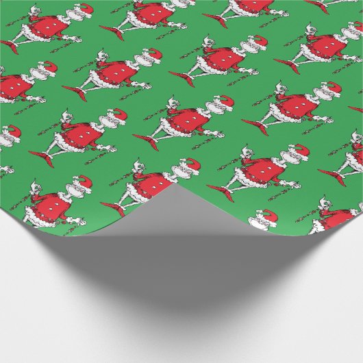  grijs kerstgroen patroon cadeaupapier (Hoek)