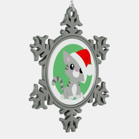 Grijs kerstKat Ornament (Links)