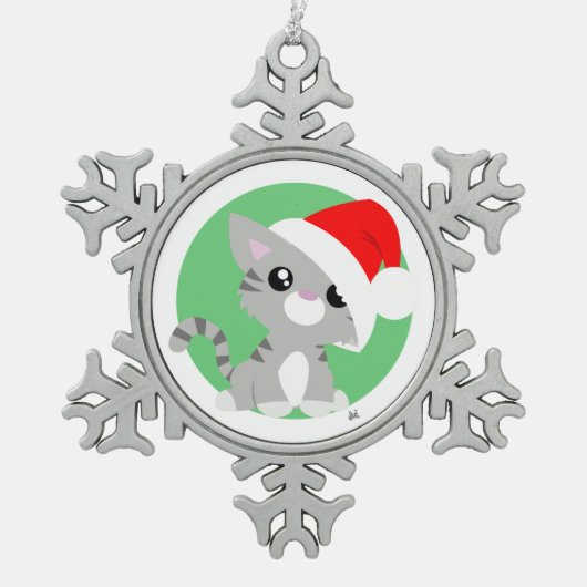 Grijs kerstKat Ornament (Voorkant)