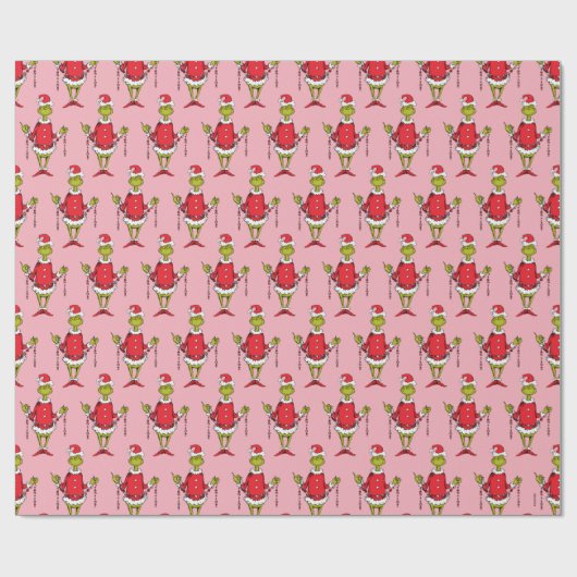 grijs kerstroze patroon cadeaupapier (Vlak)