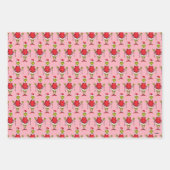 grijs kerstroze patroon inpakpapier vel (Voorkant)