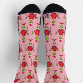  grijs kerstroze patroon sokken (Top)
