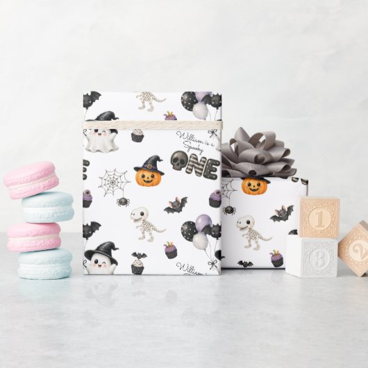 Grijs Kind Halloween Cute Baby Kinderen Cadeaupapier (Baby Shower)