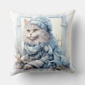 Grijs Kitten Blauw Victoriaans Kleding Kussen (Achterkant)