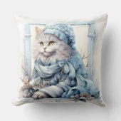 Grijs Kitten Blauw Victoriaans Kleding Kussen (Voorkant)