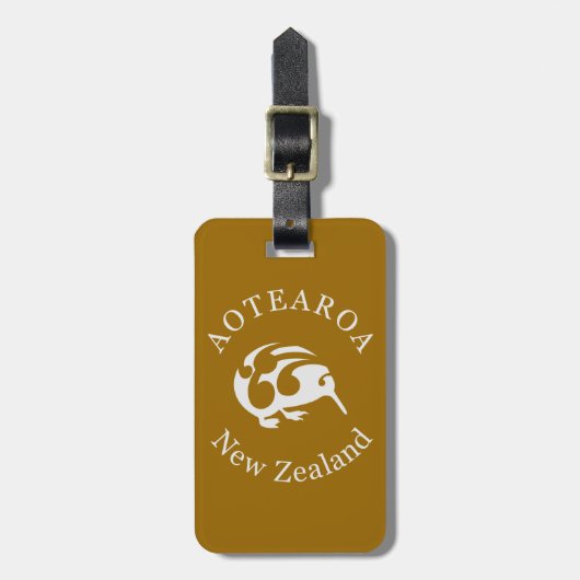 Grijs Kiwi met Koru, Aotearoa, Nieuw-Zeeland Bagagelabel (Voorkant verticaal)