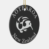 Grijs Kiwi met Koru, Aotearoa, Nieuw-Zeeland Keramisch Ornament (Rechts)