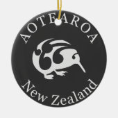 Grijs Kiwi met Koru, Aotearoa, Nieuw-Zeeland Keramisch Ornament (Voorkant)