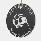 Grijs Kiwi met Koru, Aotearoa, Nieuw-Zeeland Keramisch Ornament (Links)