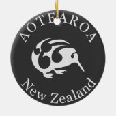 Grijs Kiwi met Koru, Aotearoa, Nieuw-Zeeland Keramisch Ornament (Achterkant)