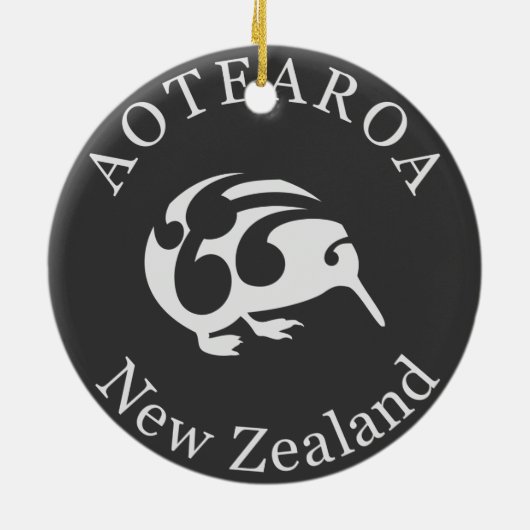 Grijs Kiwi met Koru, Aotearoa, Nieuw-Zeeland Keramisch Ornament (Achterkant)