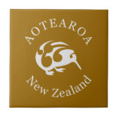 Grijs Kiwi met Koru, Aotearoa, Nieuw-Zeeland Tegeltje (Voorkant)