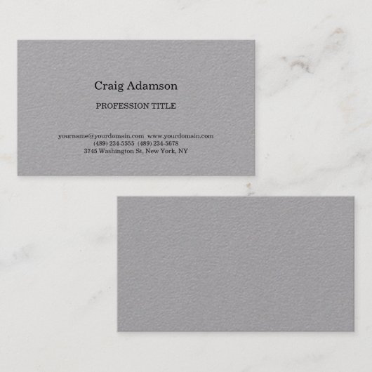 Grijs Klassiek Elegant Plain Eenvoudig Minimalisti Visitekaartje (Voorkant / Achterkant)