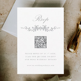 Grijs Klassiek Frans Bloemen Border Wedding RSVP
