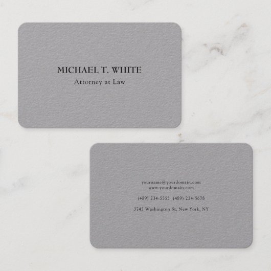 Grijs Klassiek Minimalistisch Professioneel Elegan Visitekaartje (Voorkant / Achterkant)