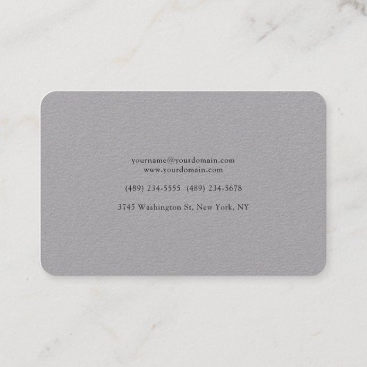 Grijs Klassiek Minimalistisch Professioneel Elegan Visitekaartje (Achterkant)