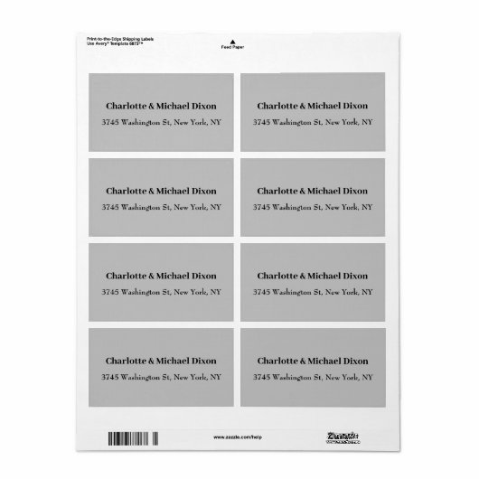 Grijs Klassiek Stijlvolle Elegante Familienaam Etiket (Full Sheet)