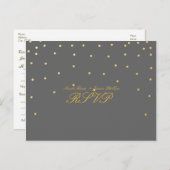 Grijs & Klein Goud Confetti RSVP Bruiloft Briefkaa Uitnodiging Briefkaart (Voorkant / Achterkant)
