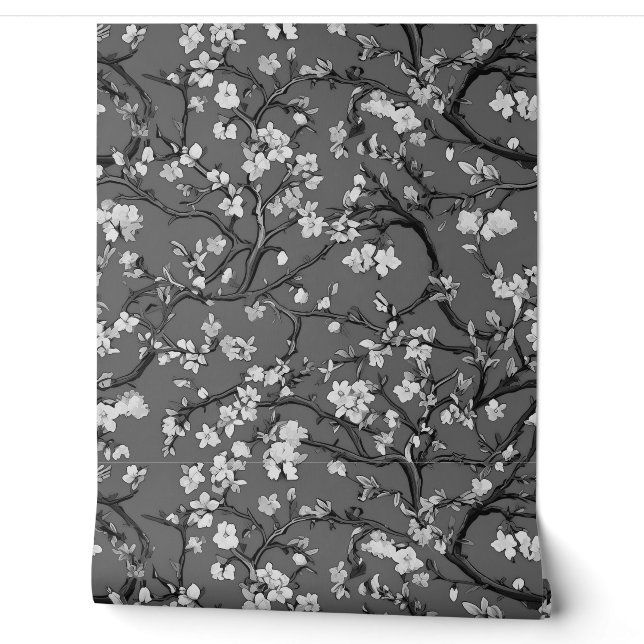 grijs, Klimt, Amandelboom, Kunst, Schilderen, Gust Behang (Afrollen)