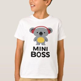 Grijs Koala Beer met hoofdtelefoon – Mini Boss T-shirt