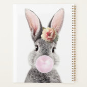 Grijs konijn blazen bubble kauwgom met anemoon blo planner (Achterkant)