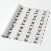 Grijs konijn blazen roze bubble gum cadeaupapier (Uitgerold)