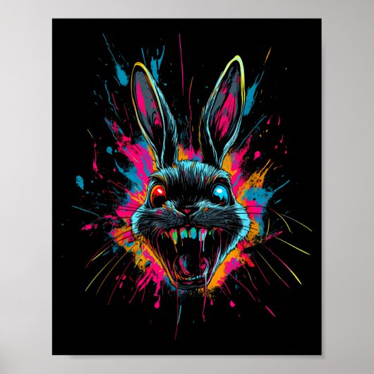 Grijs Konijn Halloween Horror Pasen Dag Konijn Poster (Voorkant)
