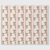 Grijs konijn met bloem en streep cadeaupapier (Vlak)