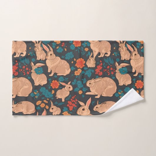 Grijs Konijnenmozaïek Kleurrijk Gepersonaliseerd P Bad Handdoek (Handdoek)