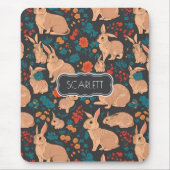 Grijs Konijnenmozaïek Kleurrijk Gepersonaliseerd P Muismat (Voorkant)