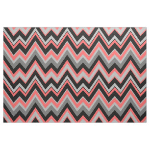 Grijs & Koraal Chevron Zigzag Naadloos Patroon Stof