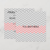 Grijs, koraal en wit Chevron Baby shower Kaart (Voorkant / Achterkant)