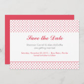 grijs & koraal polka stip save the date (Voorkant / Achterkant)